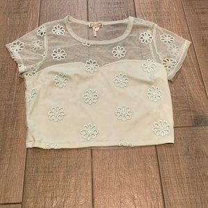 Flower Embroidered Crop Top
